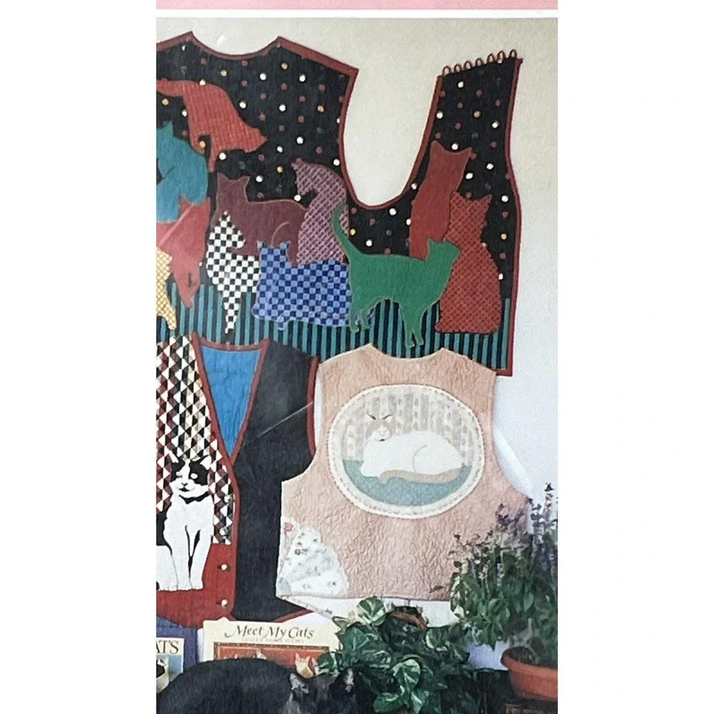 Crazy Cat Lover Vest Pattern 1990-93 Shirley Fowlkes Color Me Cats Lady New #107
